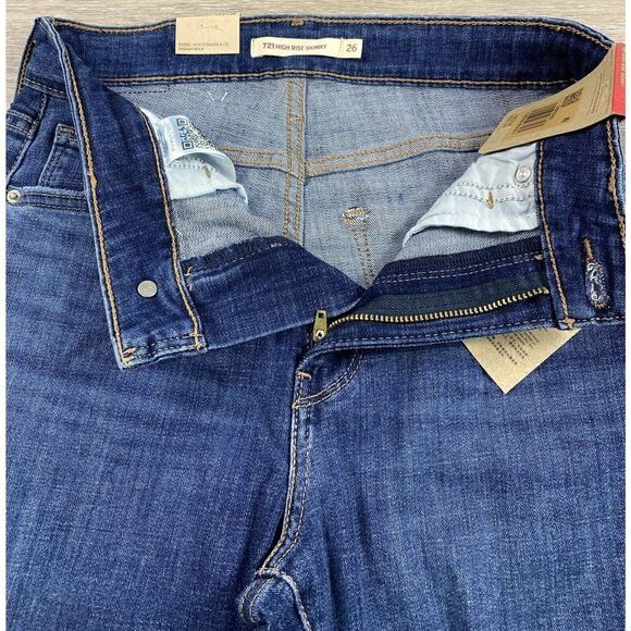 NWT Levi's 721 Womens 26 -High Rise Skinny Jeans Blue Denim Pants NEW‎ WITH TAGS - Picture 5 of 13